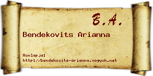 Bendekovits Arianna névjegykártya